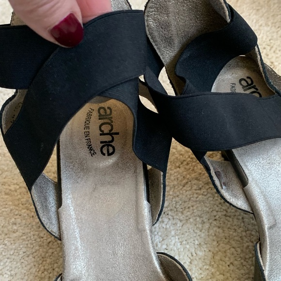 Arche black & pewter heels sz 38 - Picture 2 of 5